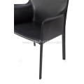 Black saddle leather Cab dining chairs